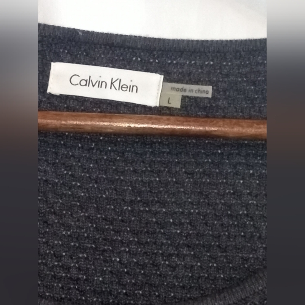 Calvin Klein Black Textured Knit Pleated Midi Dress Large Retro Vintage Academia - Picture 4 of 6